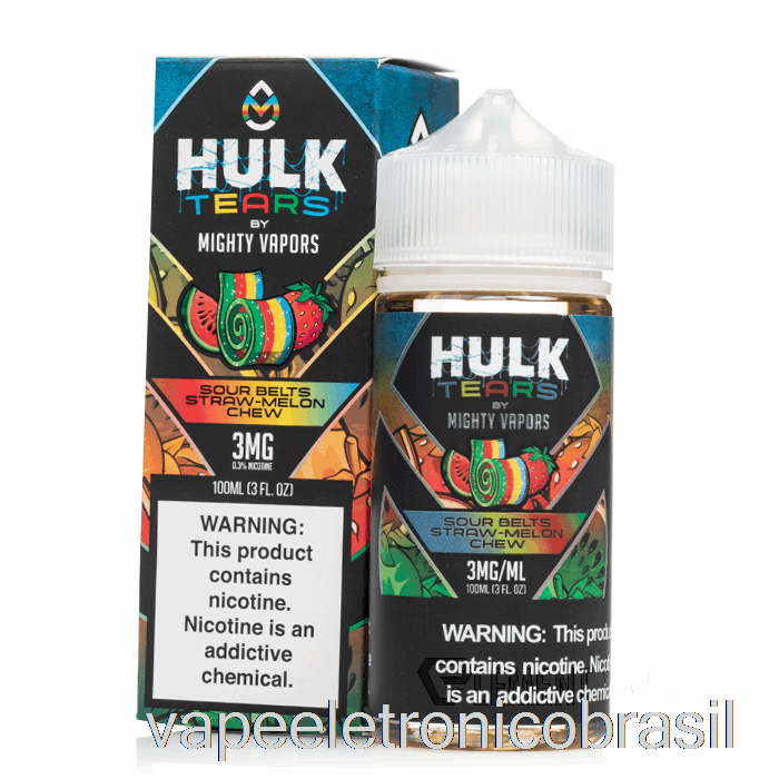 Vape Recarregável Sour Belts Palha Melão Mastigar - Hulk Teares - 100ml 3mg